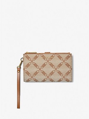 Michael Kors Adele Empire Logo Jacquard Smartphone Portefeuille Dames Beige | 260875-ZGH