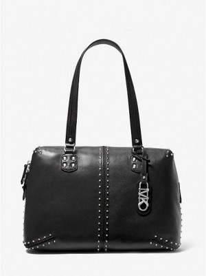 Michael Kors Astor Large Studded Leren Tote Tassen Heren Zwart | 027314-NDI