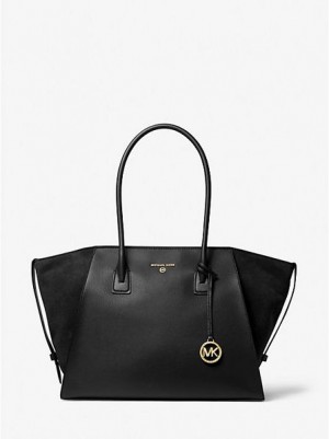 Michael Kors Avril Extra-large Leren Tote Tassen Dames Zwart | 507234-RVQ