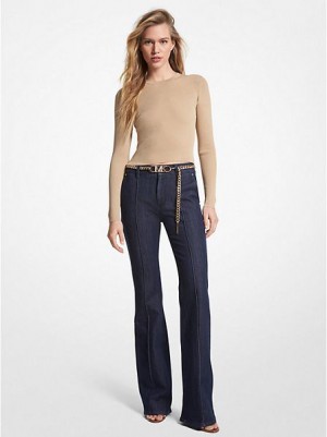 Michael Kors Bootcut Jeans Dames Donkerblauw | 715203-KIB