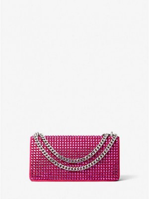 Michael Kors Christie Crystal Embellished Suede Envelope Mini Tassen Dames Rood | 015783-CJK