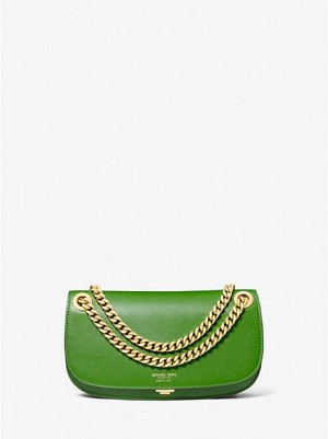 Michael Kors Christie Leren Envelope Mini Tassen Dames Groen | 876410-ZDT