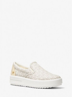 Michael Kors Emmett Logo Slip On Sneakers Dames Lichtgeel | 017682-SKL