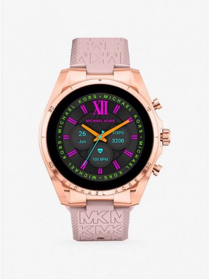 Michael Kors Gen 6 Bradshaw And Logo Siliconen Smart Horloge Dames Roze Goud | 871029-RWG