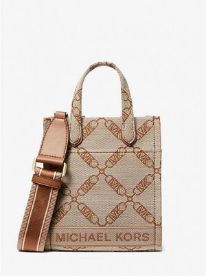 Michael Kors Gigi Extra-small Empire Logo Jacquard Crossbodytassen Dames Beige | 310265-BXD