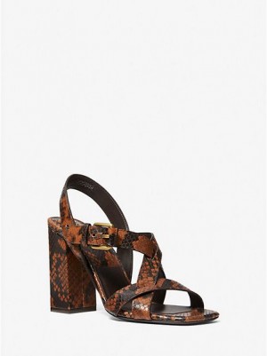 Michael Kors Gladys Python Embossed Leren Sandalen Dames Bruin | 653089-NAQ