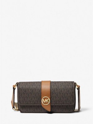 Michael Kors Greenwich Extra-small Logo And Faux Leren Sling Crossbodytassen Dames Bruin | 734815-DNM