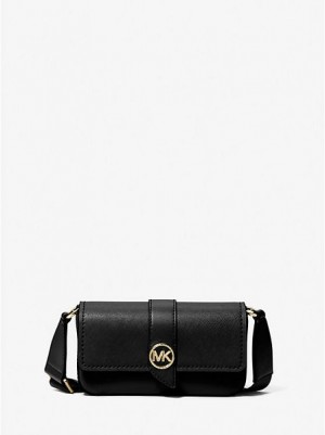 Michael Kors Greenwich Extra-small Saffiano Leren Sling Crossbodytassen Dames Zwart | 724065-HOL