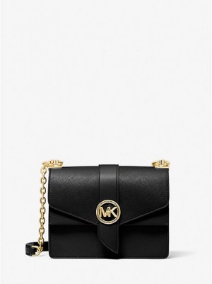 Michael Kors Greenwich Small Saffiano Leren Crossbodytassen Dames Zwart | 671204-UAH