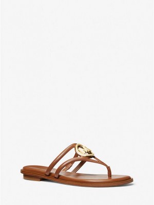 Michael Kors Hampton Leren Sandalen Dames Bruin | 326780-CSA