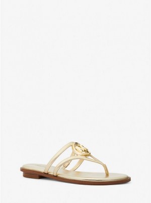 Michael Kors Hampton Metallic Leren Sandalen Dames Goud | 201539-PAK