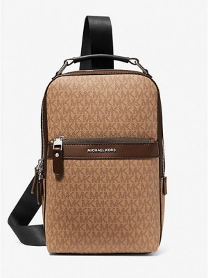 Michael Kors Hudson Logo Schoudertassen Heren Bruin Grijs | 092486-WOB