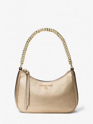 Michael Kors Jet Set Charm Small Metallic Pebbled Leren Schoudertassen Dames Goud | 902614-FWM