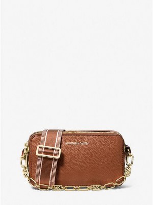 Michael Kors Jet Set Small Pebbled Leren Double-zip Camera Mini Tassen Dames Bruin | 671845-GST