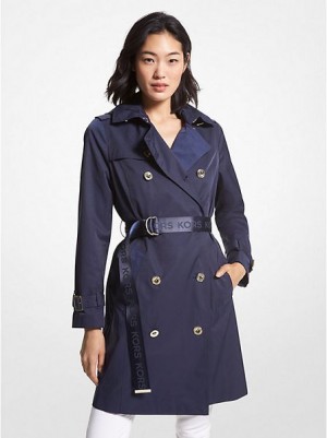 Michael Kors Katoenen Blend Trench Jassen Dames Blauw | 361908-ICF