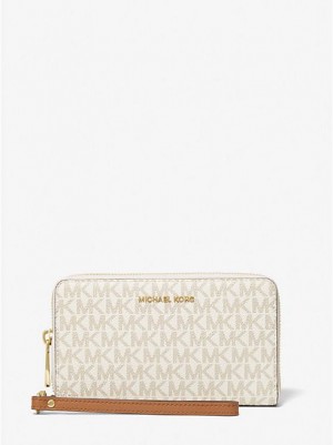 Michael Kors Large Logo And Leren Portefeuille Dames Lichtgeel | 692705-GVY