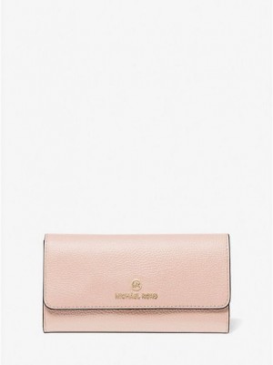 Michael Kors Large Pebbled Leren Tri-fold Portefeuille Dames Roze | 028316-AMX