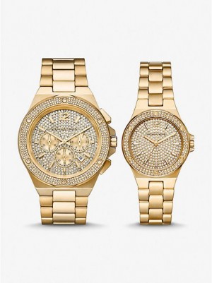 Michael Kors Lennox His And Hers Pave Horloge Dames Goud | 719304-IHG