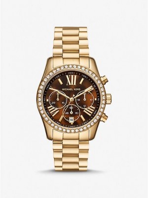 Michael Kors Lexington Pave Horloge Dames Goud | 196854-OZK