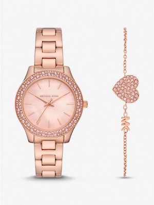 Michael Kors Liliane Pave Horloge Dames Roze Goud | 174085-ODR