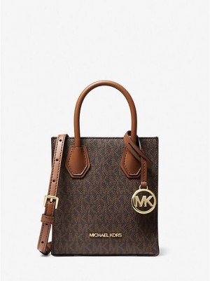 Michael Kors Mercer Extra-small Logo And Leren Crossbodytassen Dames Bruin | 704635-IPS