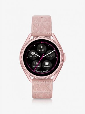 Michael Kors Michael Kors Access Gen 5e Mkgo And Logo Rubber Smart Horloge Dames Roze | 127936-MRX