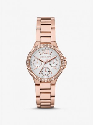 Michael Kors Mini Camille Pave Horloge Dames Roze Goud | 475098-TGD