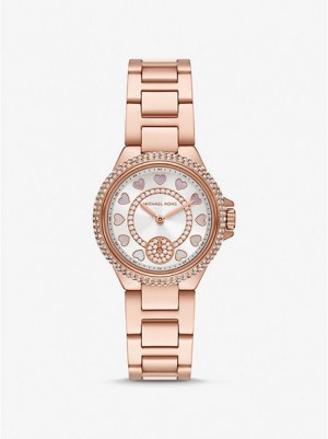 Michael Kors Mini Camille Pave Horloge Dames Roze Goud | 247531-ZJS