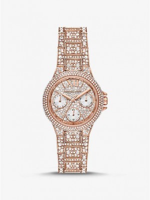 Michael Kors Mini Camille Pave Horloge Dames Roze Goud | 821069-WZJ