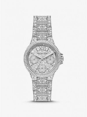 Michael Kors Mini Camille Pave Horloge Dames Zilver | 017682-EAO