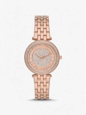 Michael Kors Mini Darci Pave Horloge Dames Roze Goud | 825791-OPD