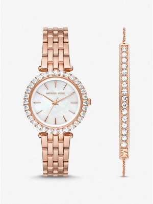 Michael Kors Mini Darci Pave Horloge Dames Roze Goud | 823567-PZY