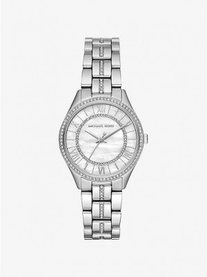 Michael Kors Mini Lauryn Pave Horloge Dames Zilver | 329871-ZEL