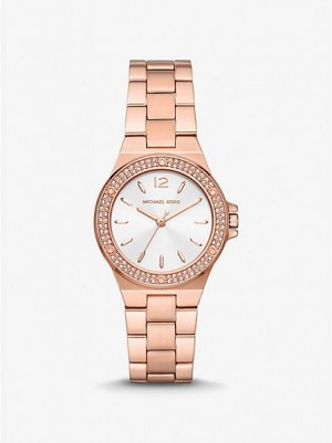 Michael Kors Mini Lennox Pave Horloge Dames Roze Goud | 061954-RKV