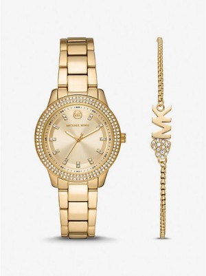 Michael Kors Mini Tibby Pave Horloge Dames Goud | 834072-AVJ