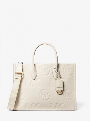 Michael Kors Mirella Medium Logo Embossed Pebbled Leren Tote Tassen Dames Room | 589231-SBZ