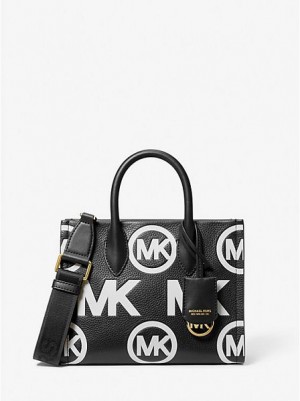 Michael Kors Mirella Small Logo Embossed Pebbled Leren Crossbodytassen Dames Zwart | 091325-PVQ