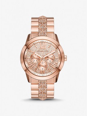 Michael Kors Oversized Bryn Pave Horloge Dames Roze Goud | 362780-SYB