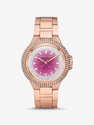 Michael Kors Oversized Camille Ombre Pave Horloge Dames Roze Goud | 984637-AFC