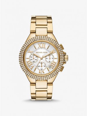 Michael Kors Oversized Camille Pave Horloge Dames Goud | 806271-NRA