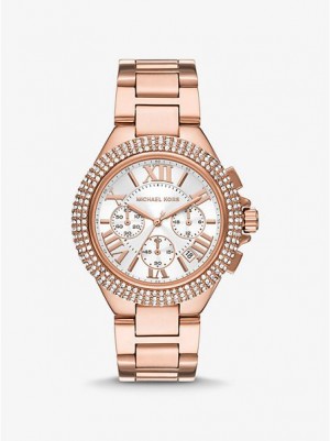 Michael Kors Oversized Camille Pave Horloge Dames Roze Goud | 187456-CKD