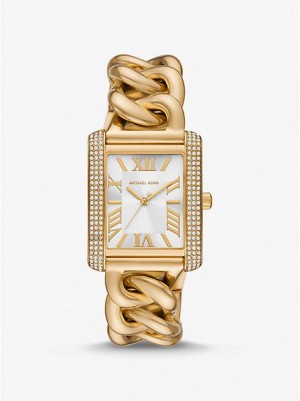 Michael Kors Oversized Emery Pave Curb Link Horloge Dames Goud | 091435-DJO