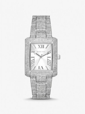 Michael Kors Oversized Emery Pave Horloge Dames Zilver | 568394-DQS