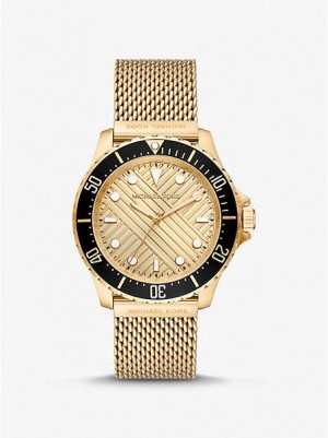 Michael Kors Oversized Slim Everest Mesh Horloge Dames Goud | 746305-EBK