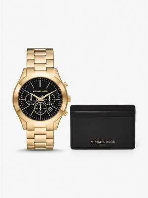 Michael Kors Oversized Slim Runway Horloge Dames Zwart Goud | 365294-JXF