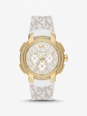 Michael Kors Oversized Sydney Pave And Logo Horloge Dames Goud | 789345-CNU