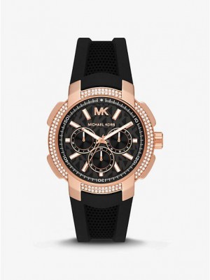 Michael Kors Oversized Sydney Pave And Siliconen Horloge Dames Roze Goud | 530862-HVO