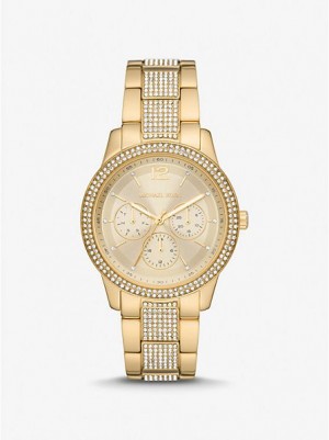 Michael Kors Oversized Tibby Pave Horloge Dames Goud | 326415-WGS