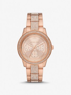 Michael Kors Oversized Tibby Pave Horloge Dames Roze Goud | 659140-OMA