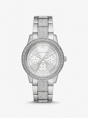 Michael Kors Oversized Tibby Pave Horloge Dames Zilver | 159720-XVM